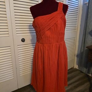 J. Crew One-Shoulder Dress in Vibrant Orange